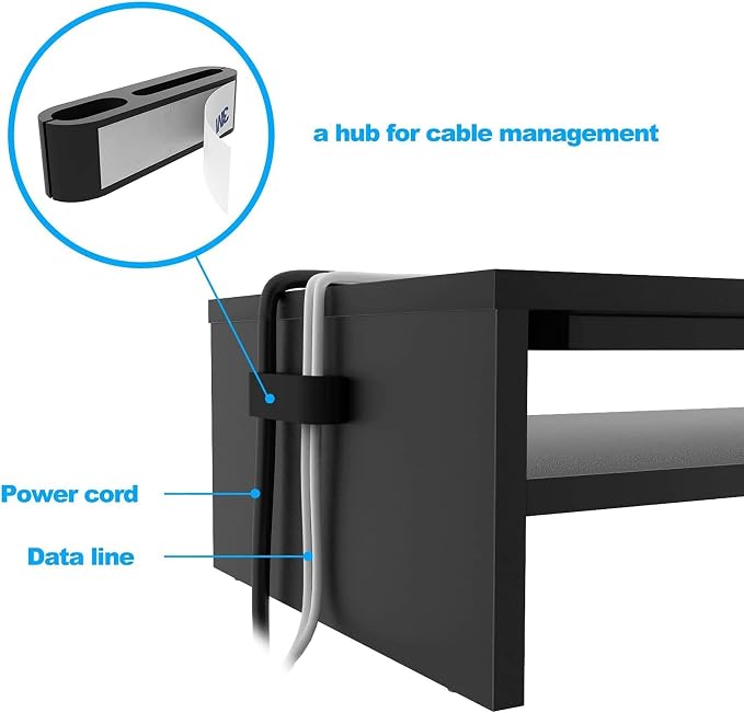 BONTEC Wood Monitor Stand Riser, 2-Tier Desktop Organizer - Image 5