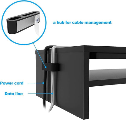 BONTEC Wood Monitor Stand Riser, 2-Tier Desktop Organizer - Image 5