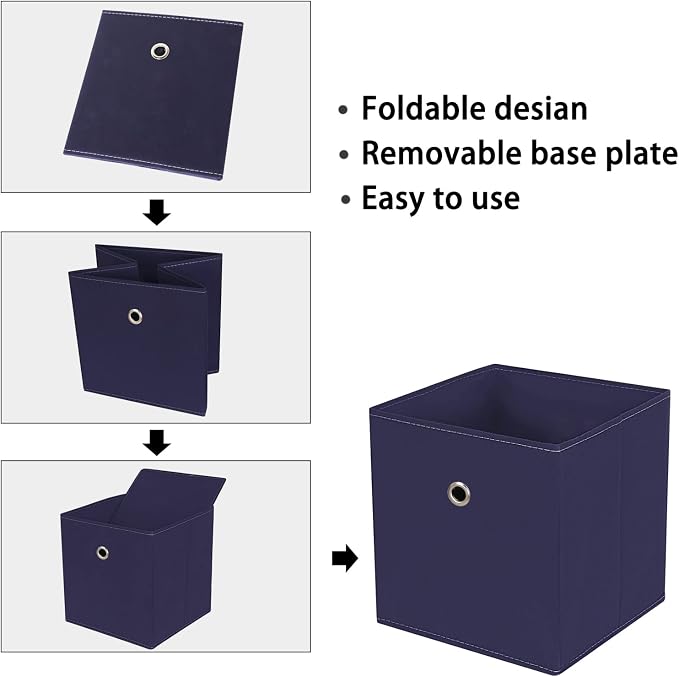 Black Foldable Storage Cubes Bins, 11 Inch Cloth Storage Cube Fabric Storage - Image 6