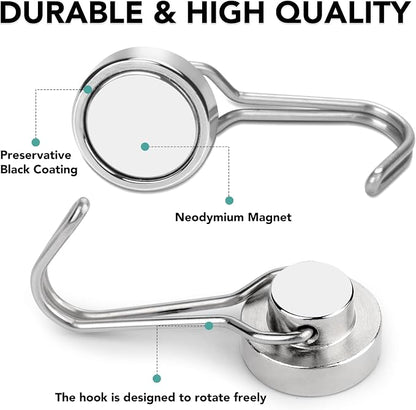 MIKEDE Magnetic Hooks, 40LBS Strong Neodymium Magnetic Hooks Heavy Duty - Image 3