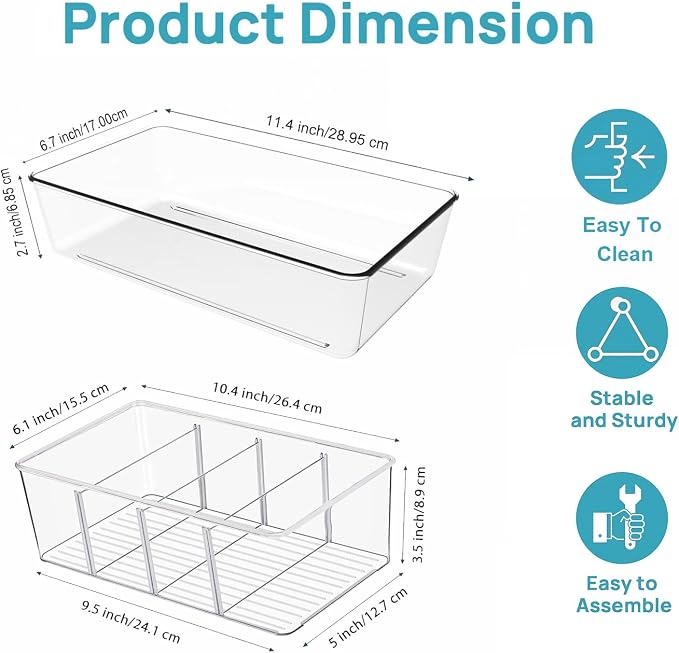 Set of 8 Clear Plastic Storage Bins, 2 kinds size Pantry Organizers - Image 2