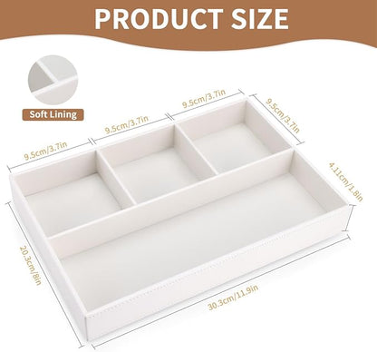 KINGFOM PU Leather Desk Drawer Organizer, 4 Compartment Office Supplies - Image 2