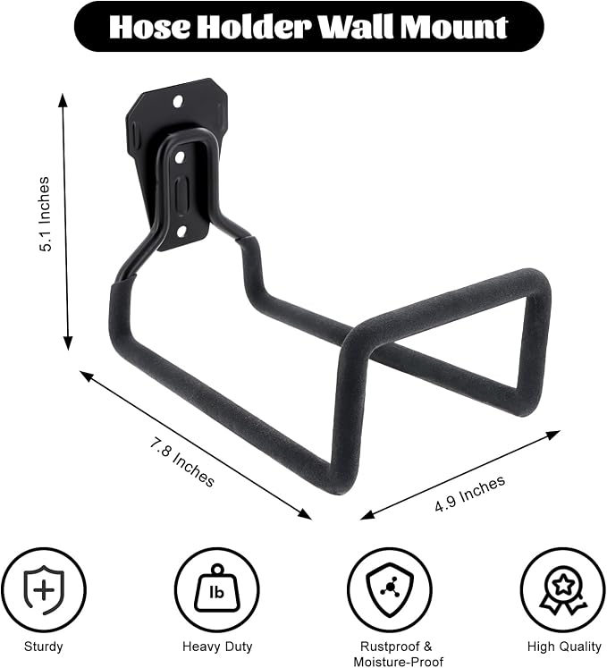 1 Pack Garden Hose Holder, Hose Reel Heavy Duty Hose Hanger, Wall Mounted Water - Image 2
