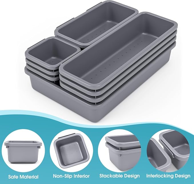 10 PCS Drawer Organizer Set, 4 Size Makeup Drawer Divider Organizer - Image 3