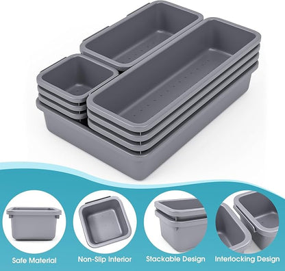 10 PCS Drawer Organizer Set, 4 Size Makeup Drawer Divider Organizer - Image 3