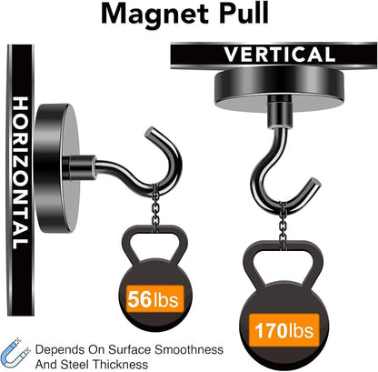 MIKEDE Black Magnetic Hooks Heavy Duty, 170LB+ Strong Neodymium Magnets - Image 3
