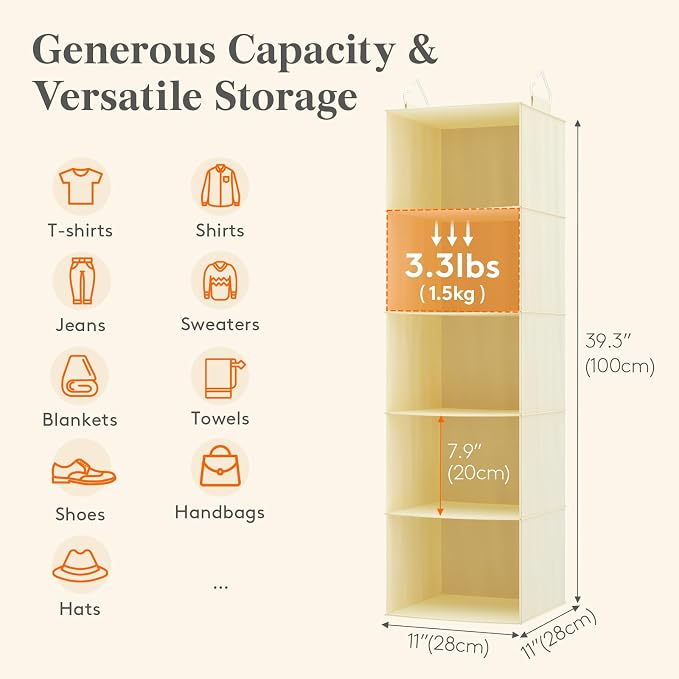 Lifewit 5 Tier Hanging Closet Organizer and Storage - Image 3