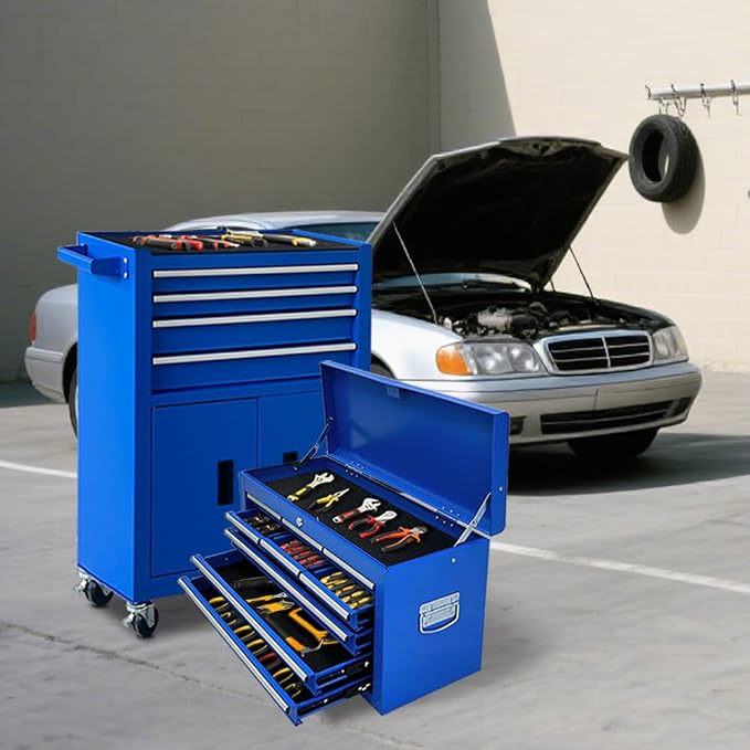 Tool Chest 13-Drawer with Double Door Handle, 2 in 1 Detachable Rolling Tool - Image 2