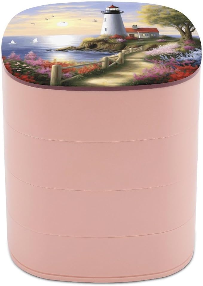 Lighthouse Diamond Painting Rotating Jewelry Organizer Box 4-Layer 360° by CSGJMYGS