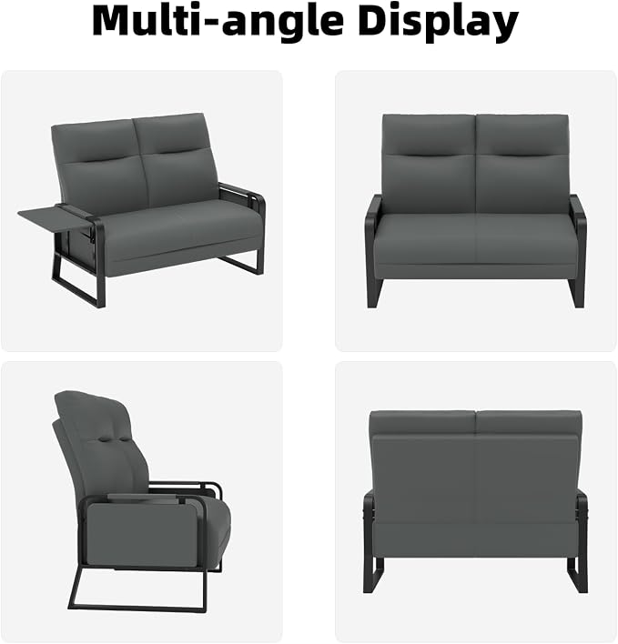 Faux Leather Loveseat, Upholstered Loveseat - Image 9
