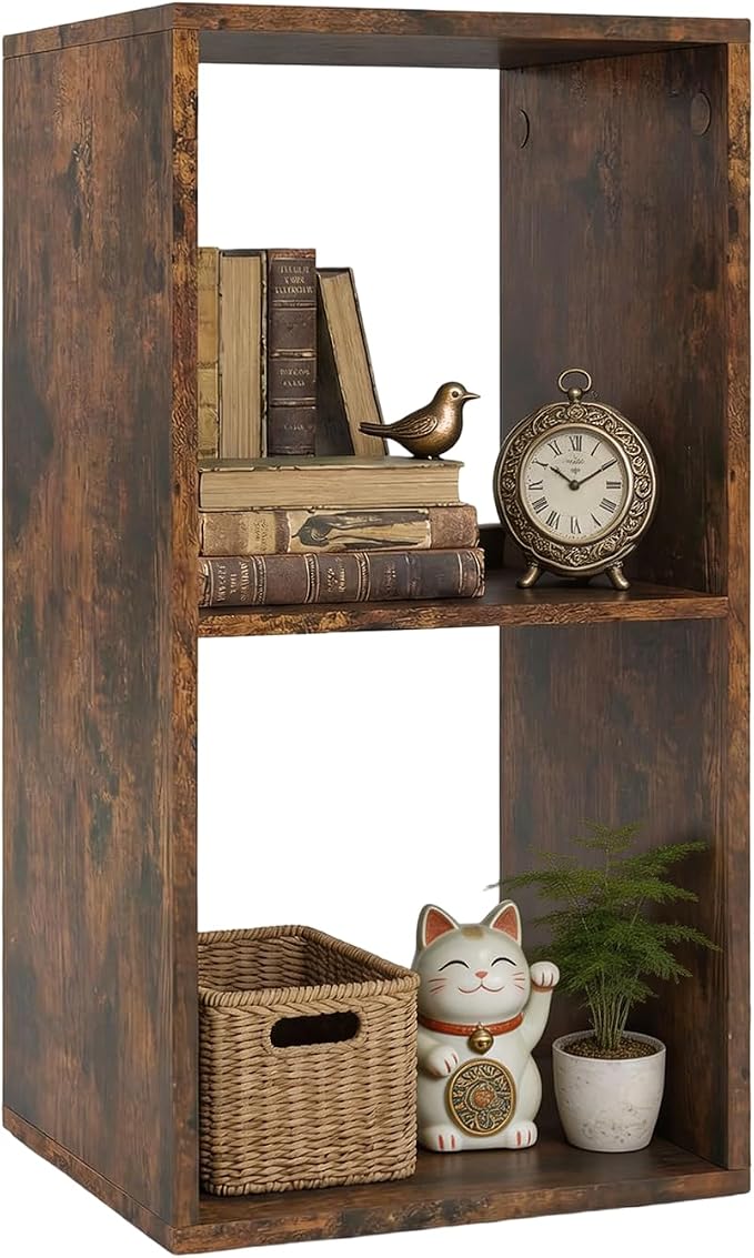 POWERSTONE 2 Cube Storage Organizer, 2 Tier Cubby Bookshelf Freestanding by POWERSTONE%C2%AE