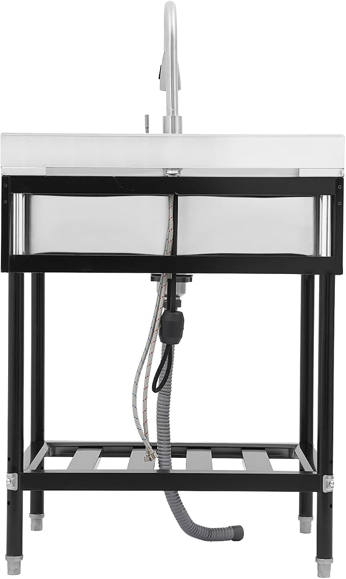 Stainless Steel Utility Sink, Free Standing Single Bowl Kitchen Sink - Image 2