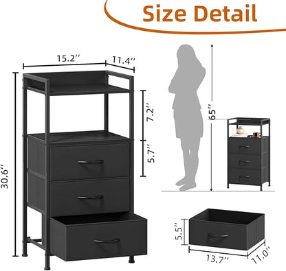 Somdot Nightstand with 3 Drawers, Fabric Dresser - Image 3