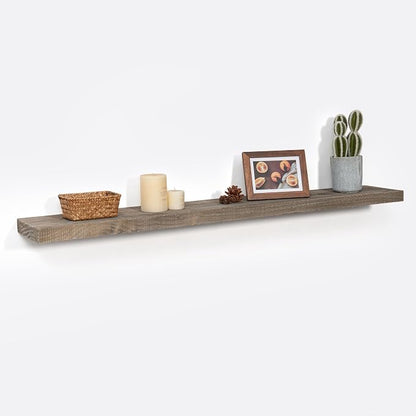 Solid Reclaimed Wood Floating Shelf 48inches Width and 8 inches Depth, Rustic by FLYJOE