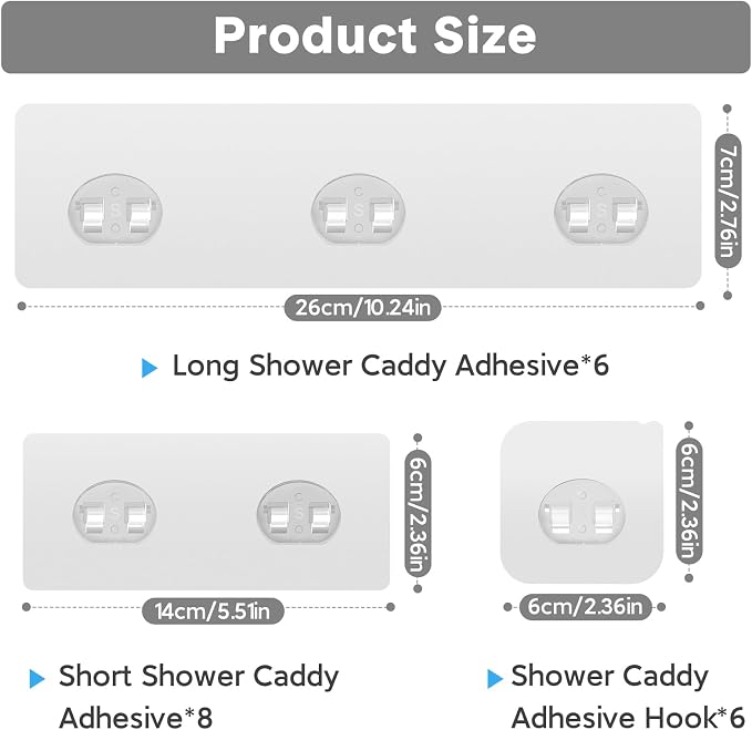 20 Pack Shower Caddy Adhesive Replacement, Strong Adhesive Hooks - Image 2