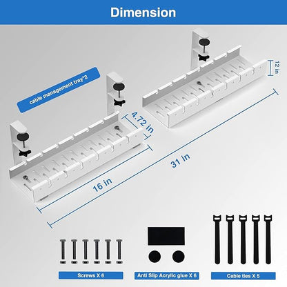 No Drilling Under Desk Cable Management, Metal Cable Management Tray Under Desk - Image 3