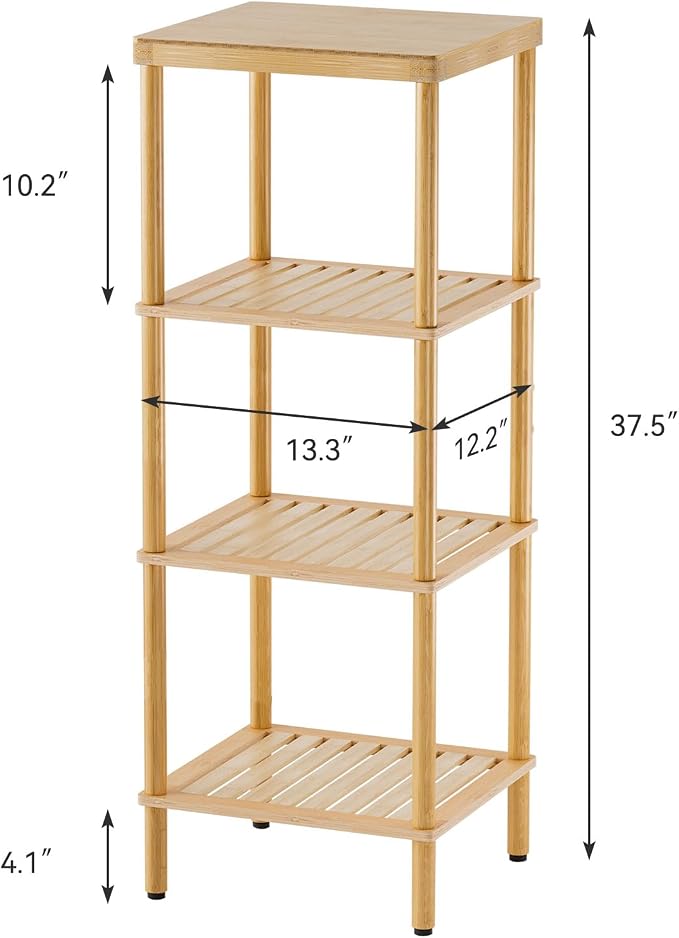 AmazerBath Bamboo Bathroom Shelf, 4-Tier Bathroom Storage Shelf, Space Saver - Image 3