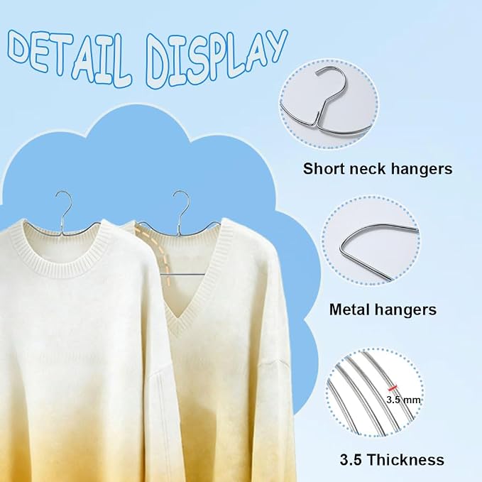 King Mills Short Neck Hangers for Clothes, 20in Heavy Duty Stainless Steel - Image 3