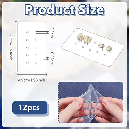OLYCRAFT 12Pcs Acrylic Earring Display Cards 10 Holes Clear Earring Organizer - Image 2
