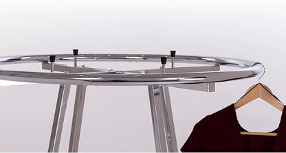 Econoco Folding Round Garment Rack, Adjustable Height Retail Display, Chrome - Image 4