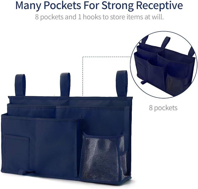 Bseash Bunk Bed Organizer, Bedside Caddy Hanging Bed Organizer Storage Bag 8 - Image 2