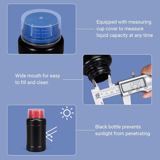 ASEVAT 16.9oz/500ml HDPE Darkroom Chemical Storage Bottles Photographic Plastic - Image 3