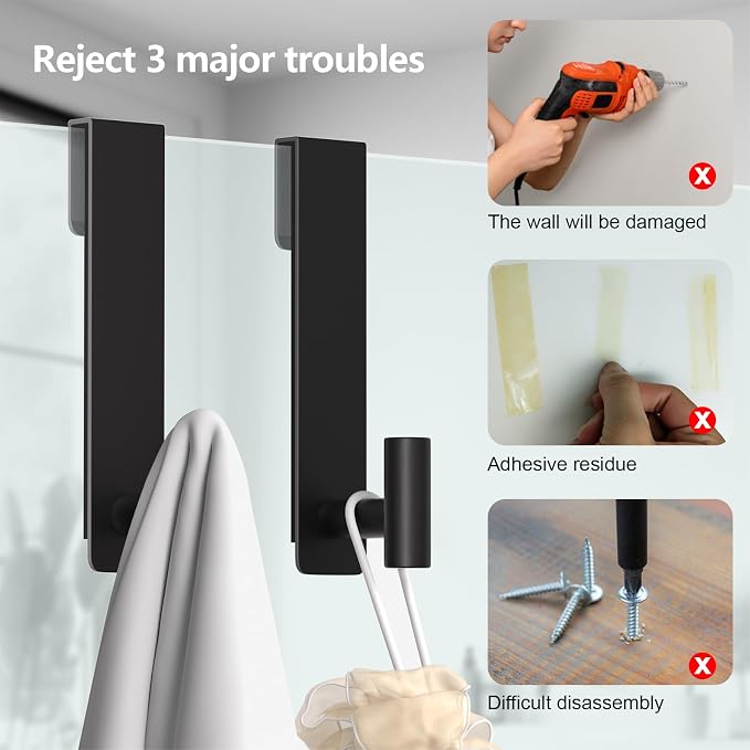 PMMASTO Shower Door Hooks, Extended Towel Hooks - Image 4