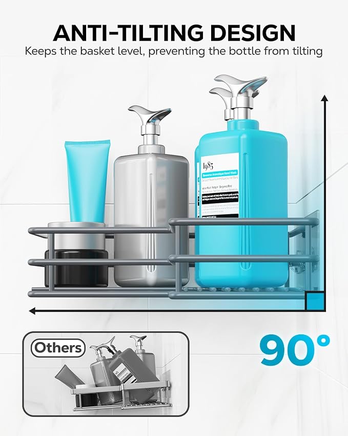 Nieifi Adhesive Corner Shower Caddy Shelf Basket Rack - Image 6