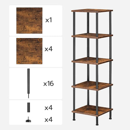 HOOBRO 5-Tier Corner Shelf Stand, Corner Square Rack Display Shelf, Tall - Image 9