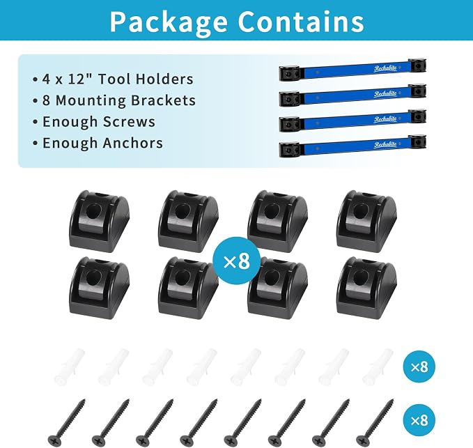 4 Pieces 12" Magnetic Tool Holder Strip, Metal Tool Organizer Rack - Image 7