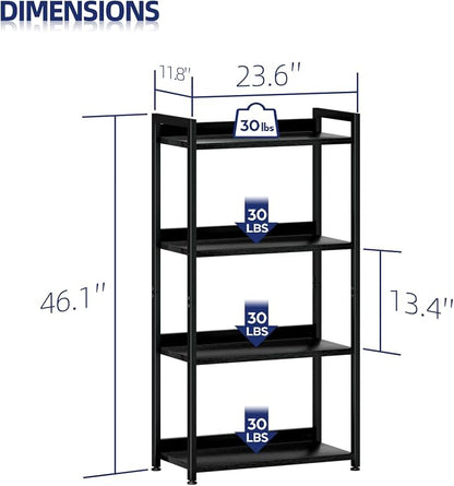 NUMENN Bookshelf, 4 Tier Freestanding Shelving Unit, Falling Prevention Baffle - Image 3