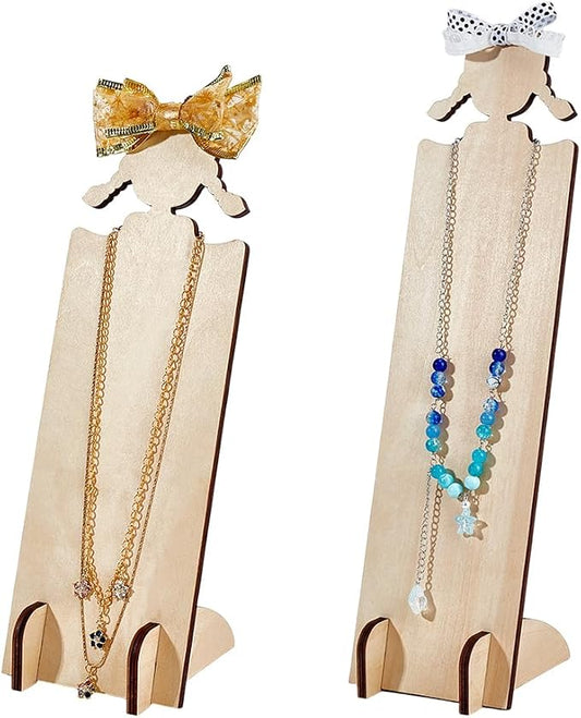 PH PandaHall 2pcs Wood Hair Clip Display Stand 2 Sizes Hairband Holder Racks by PHPandaHall