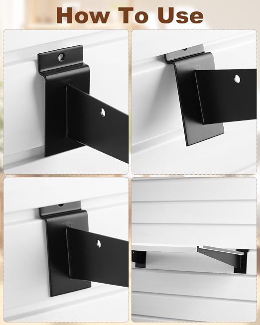 MUZIK Slatwall Shelf Brackets, Secure Shelf Support, 30 Lb Load Capacity - Image 5