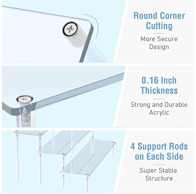 Acrylic Display Risers, 3 Tier Perfume Organizer Stand, Large Shelf Risers - Image 3
