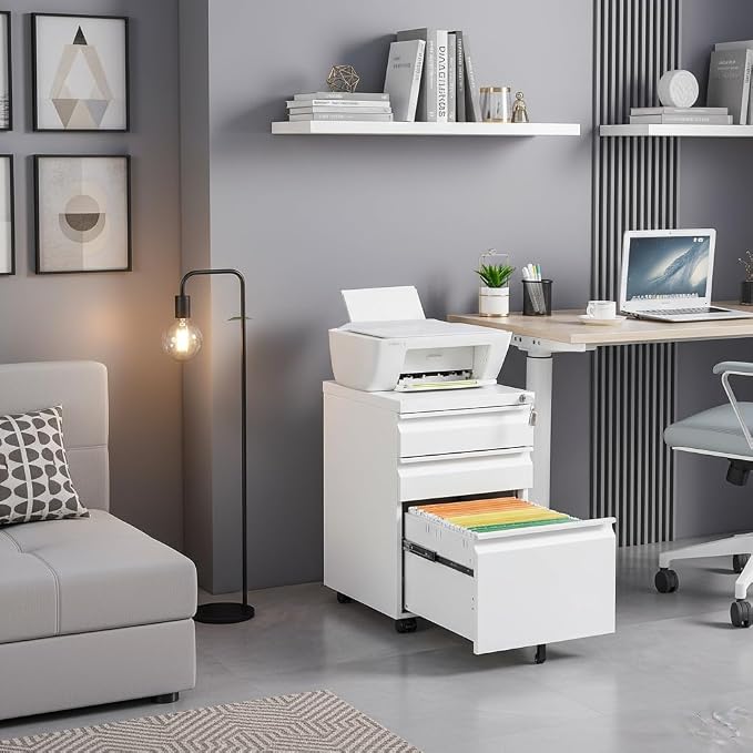 3-Drawer Metal Mobile File Cabinet by FEBORY