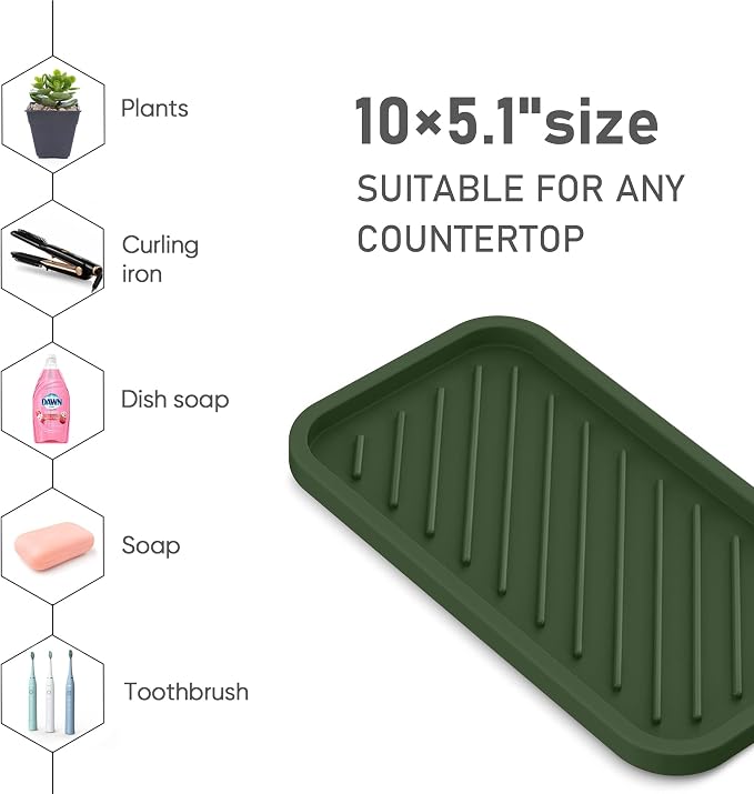 EG-SIPRO Silicone Sponge Holder, Large 10" Kitchen Sink Organizer Tray - Image 4