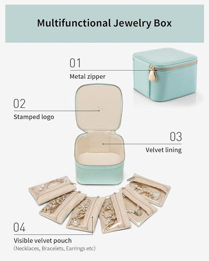 Vlando Travel Jewelry Box for Women Faux Leather Jewelry Box - Image 5