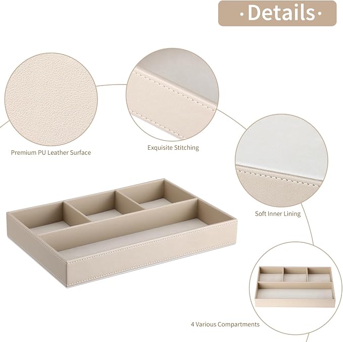 GORESE PU Leather Valet Tray, Stackable Jewelry Trays - Image 6
