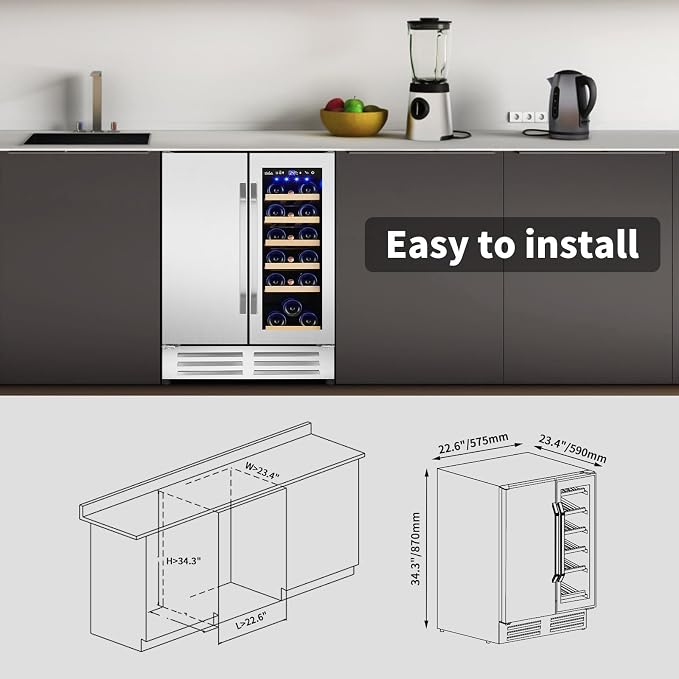 24 Inch Wine and Beverage Refrigerator, Dual Zone Wine Beverage Cooler - Image 7