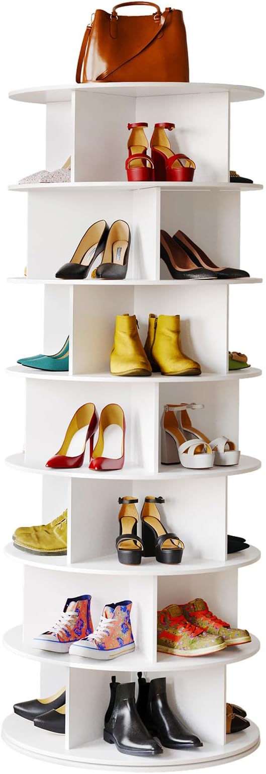 SpaceAid Cross Style 7-Tier Rotating Shoe Organizer, Spinning Shoe Rack Tower by SpaceAid