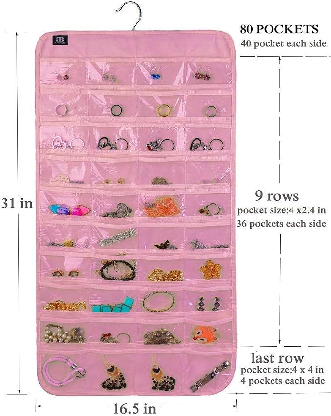 BB Brotrade Hanging Jewelry Organizer, Accessories Organizer, 80 Pocket - Image 6