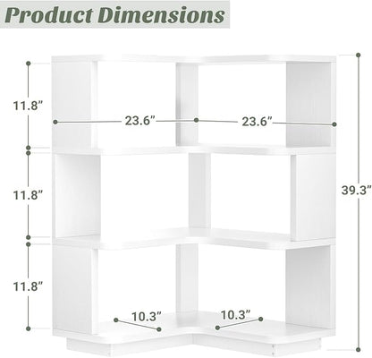 Armocity Corner Book Shelf, 4-Shelf L Shaped Corner Bookshelf - Image 3