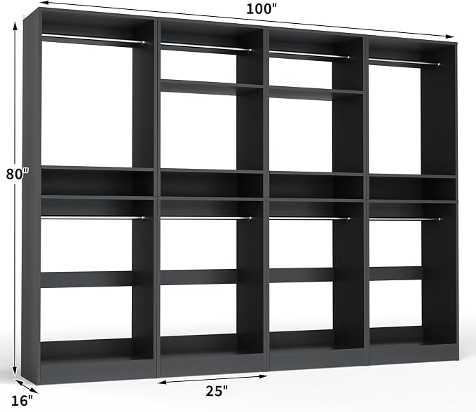 Unikito 100 Inch Large Closet System, 8.3FT Wood Closet Organizer Kit - Image 7