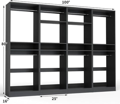 Unikito 100 Inch Large Closet System, 8.3FT Wood Closet Organizer Kit - Image 7