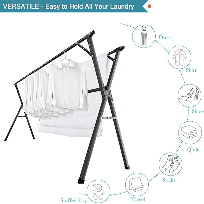 JAUREE 95 Inches Clothes Drying Rack, Drying Rack Clothing Folding Indoor - Image 2