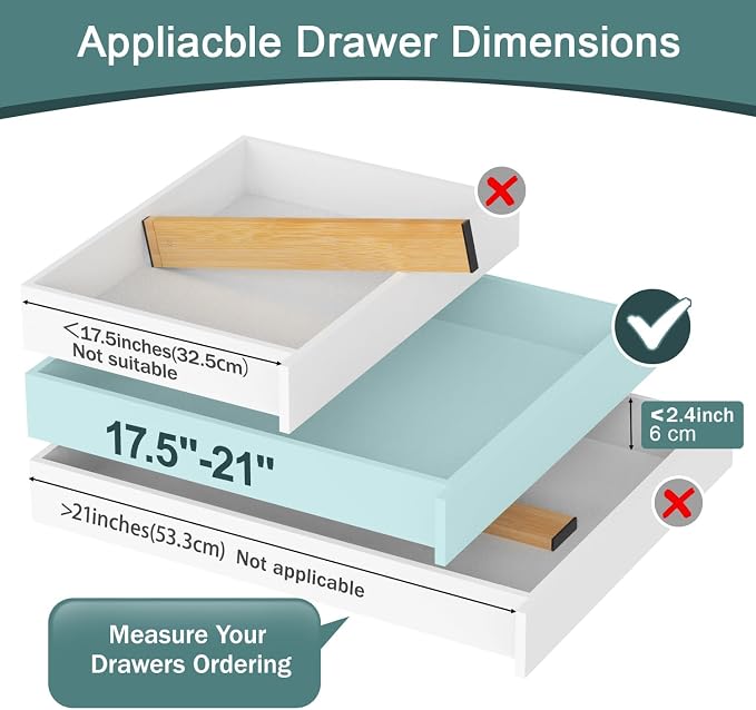 Lzerking Kitchen Drawer Dividers 4 Pack, Adjustable Bamboo Drawer Organizer - Image 4