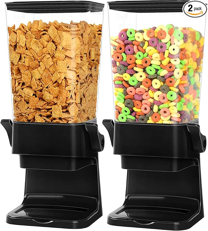 Cereal Dispenser Countertop 2 Pack 5.5 Qt Large Cereal Storage Container Holder by Mivvosakuki