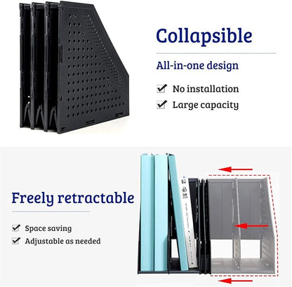 SAYEEC Collapsible Magazine Holder Plastic Desktop 4 Compartment File Rack - Image 3