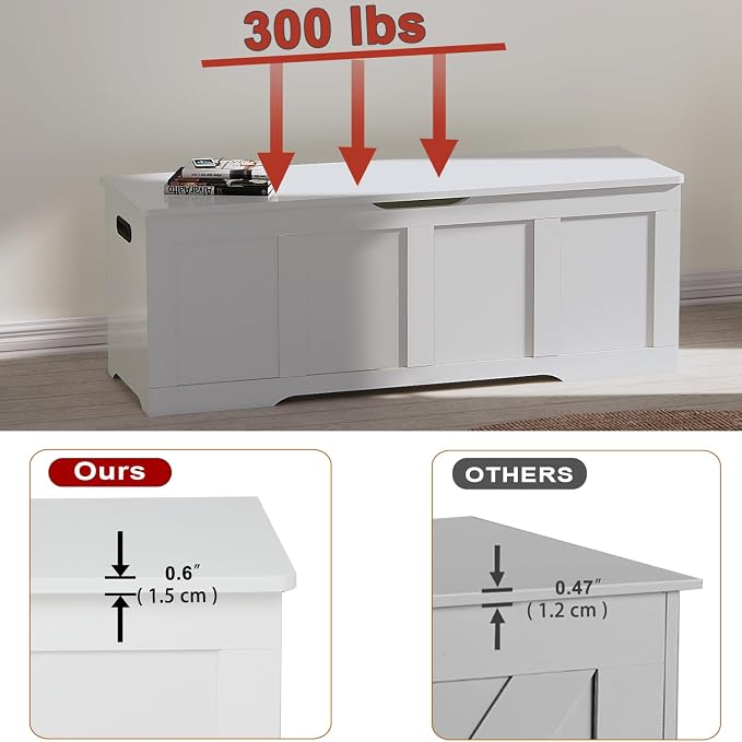 Timberer 47.2" Wooden Storage Chest, Extra Large Storage Trunk | Storage Bench - Image 4