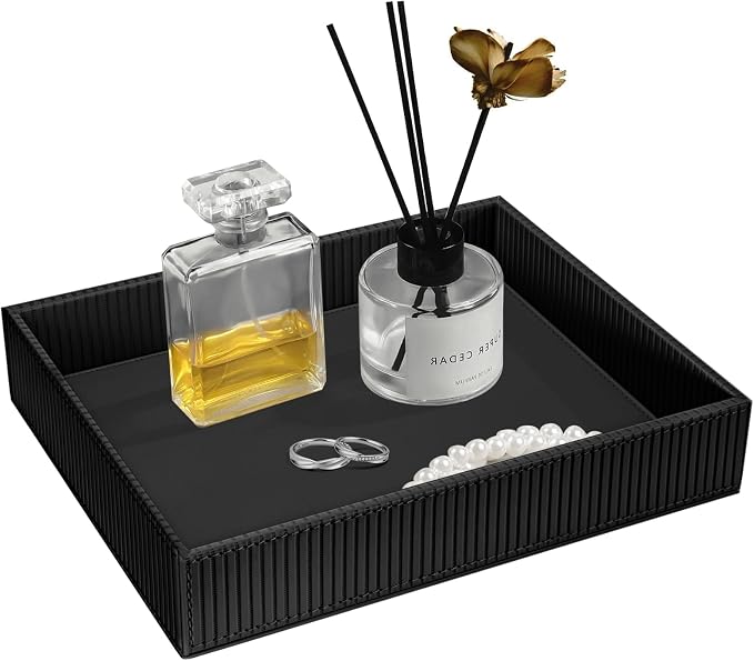SITHON Valet Tray Desk Organizer, PU Leather Catchall Bedside Vanity Tray by SITHON